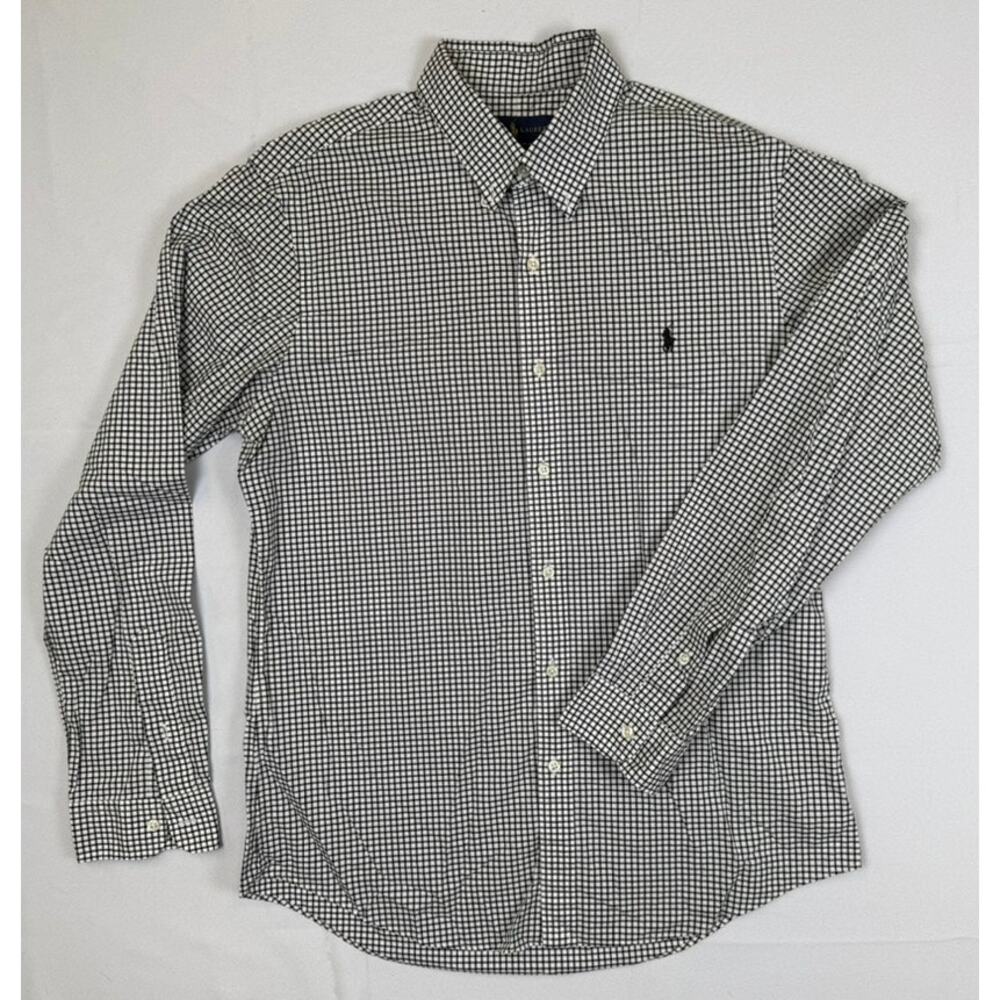 Ralph Lauren Slim Fit Black & White Check Button-Down Shirt – Size Large